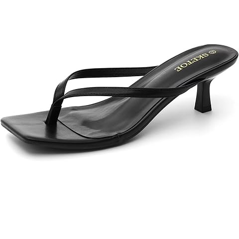 Women's Kitten Heel Sandals Square Toe Slip on Flip Flop Heels 2 Inch Thong Sandals Party Dress H... | Amazon (US)