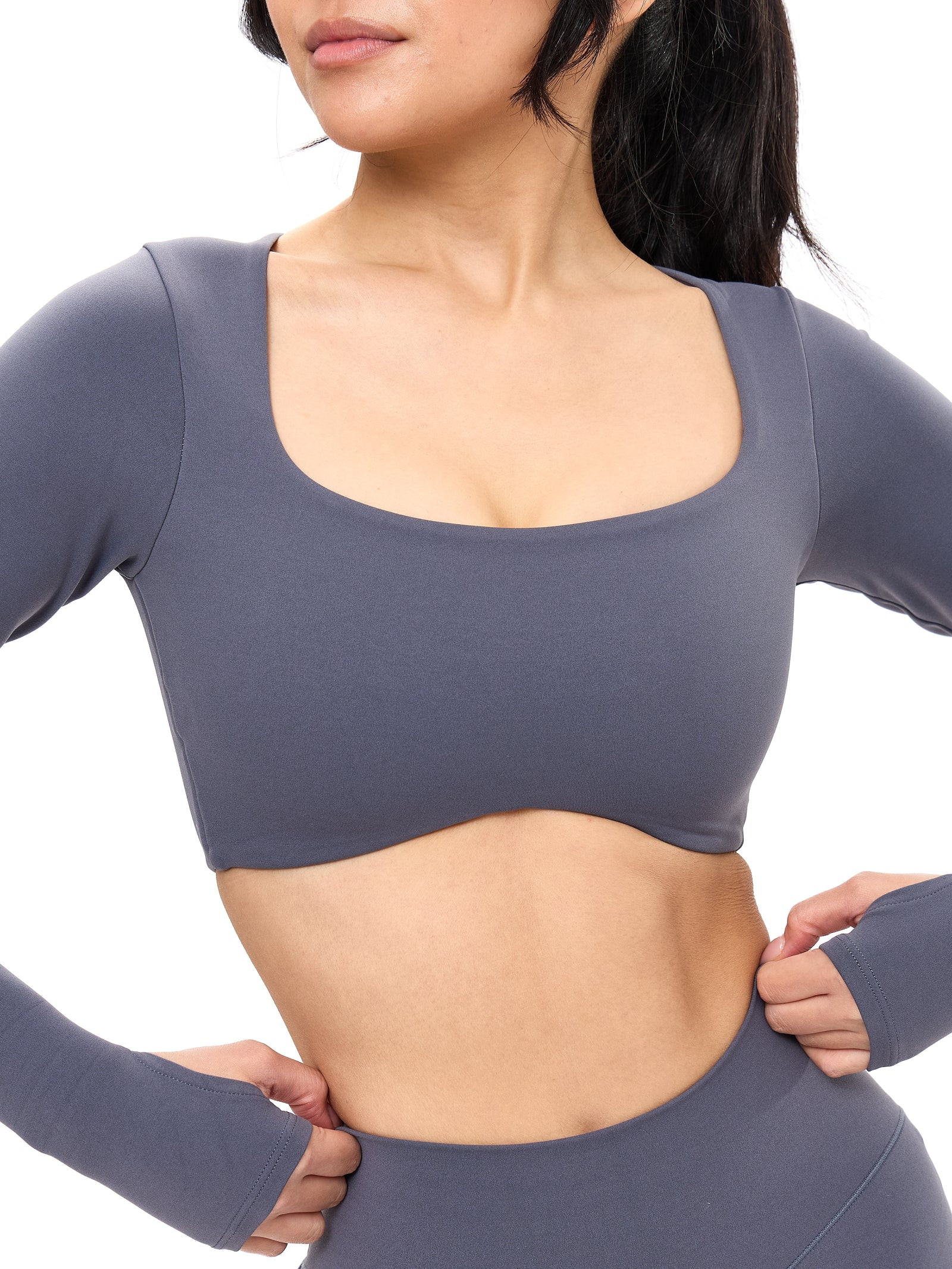 Long Sleeve Curve Crop - Blue Steel | Buffbunny