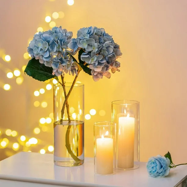 Glasseam Clear Glass Cylinder Vases Set of 12 Bulk Flower Vase for Spring Wedding Table Centerpie... | Walmart (US)