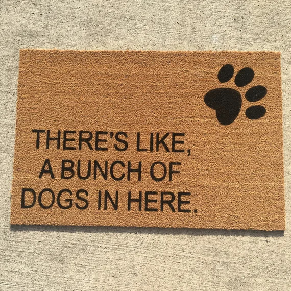 Theres like, a bunch of dogs in here painted custom doormat | Etsy (US)