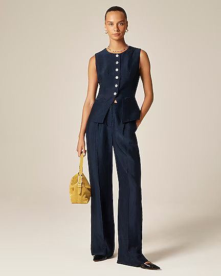 Essential cutaway vest top in textured satin | J. Crew US