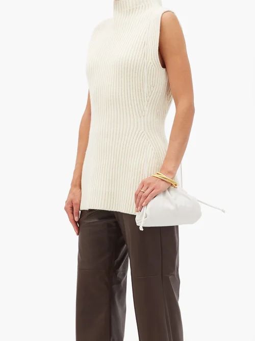 Bottega Veneta - Pouch Mini Leather Clutch Bag - Womens - White | Matches (US)