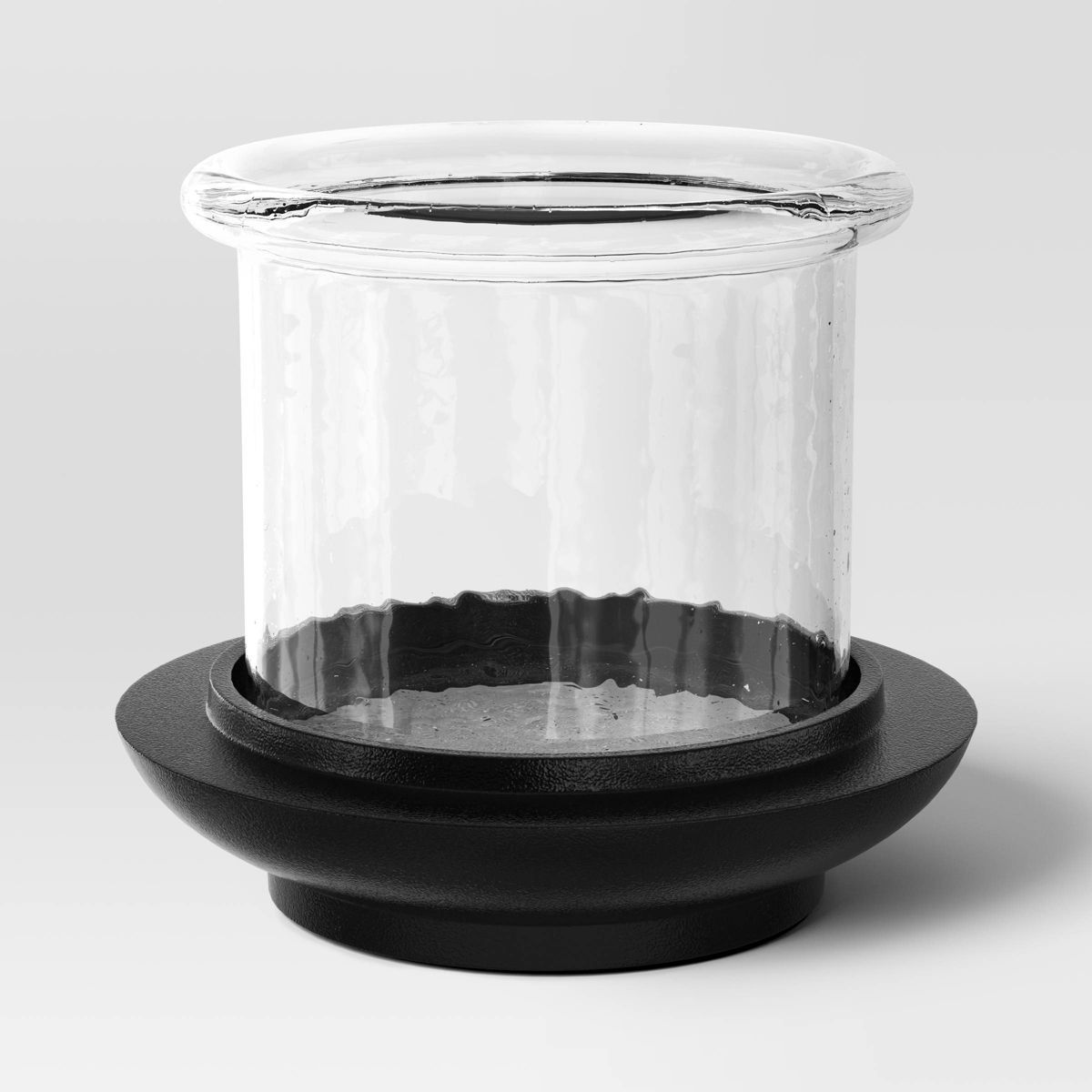 Glass Indoor Outdoor Lantern Candle Holder with Cast Metal Base Black - Threshold™ designed wit... | Target