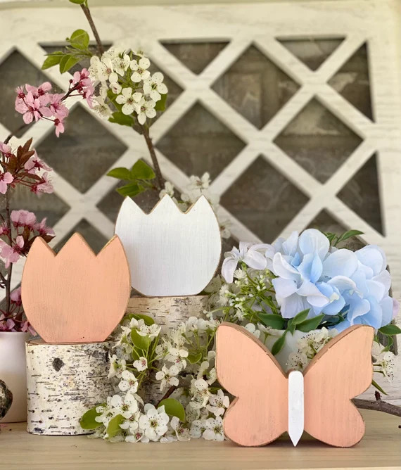 Rustic Wood Tulips Spring Decor Spring Wood Decor Wood | Etsy | Etsy (US)
