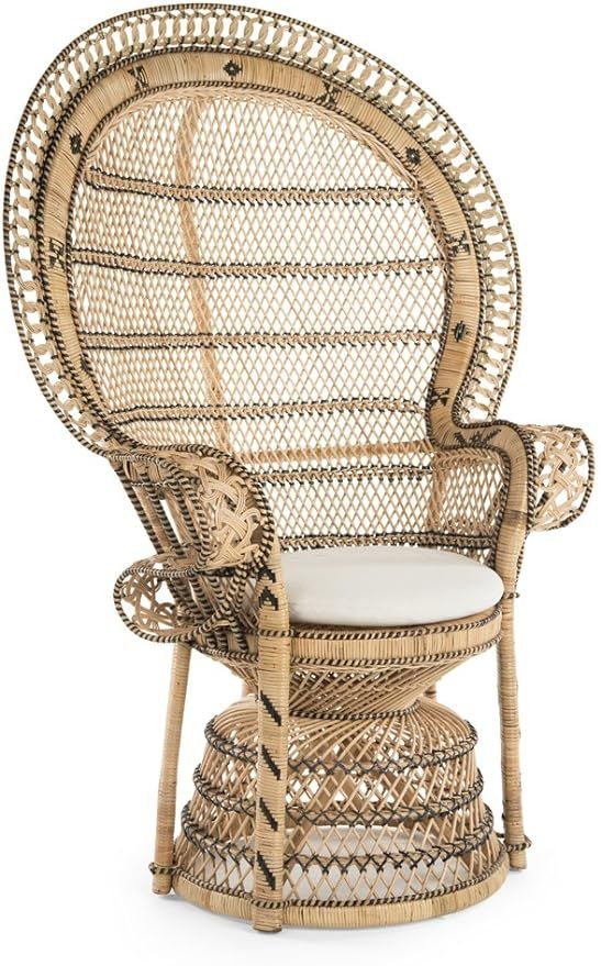 KOUBOO Grand Pecock Retro Peacock Chair in Rattan with Seat Cushion, Natural Color, Large | Amazon (US)