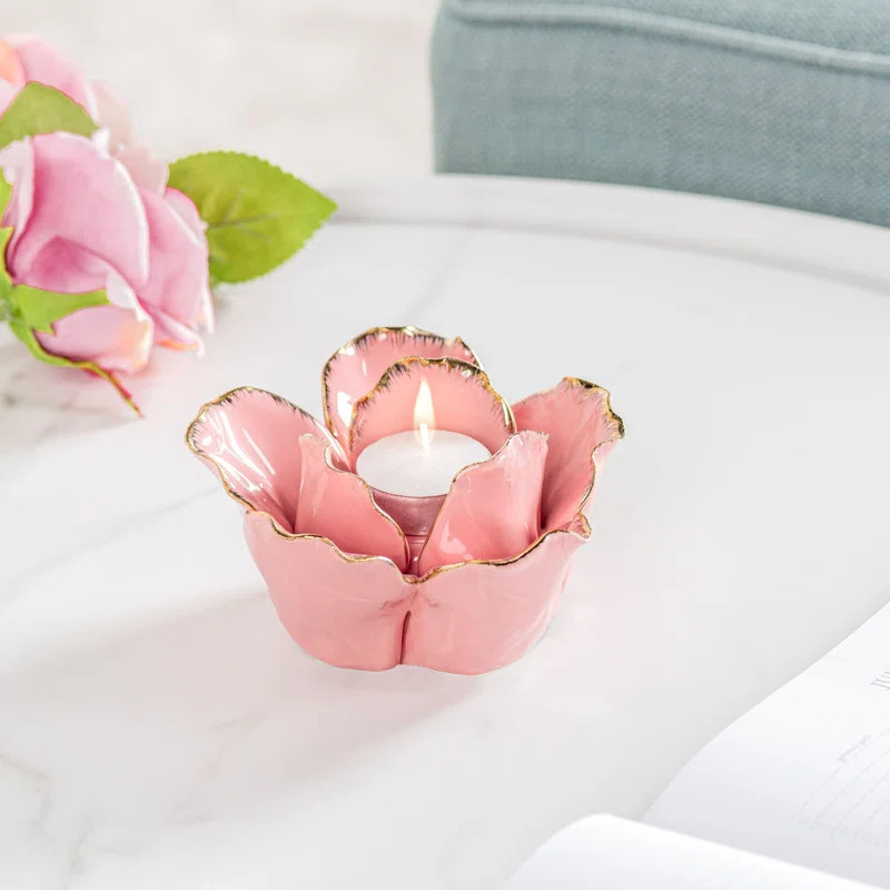 Ceramic Flower Tabletop Tealight Holder | Wayfair North America
