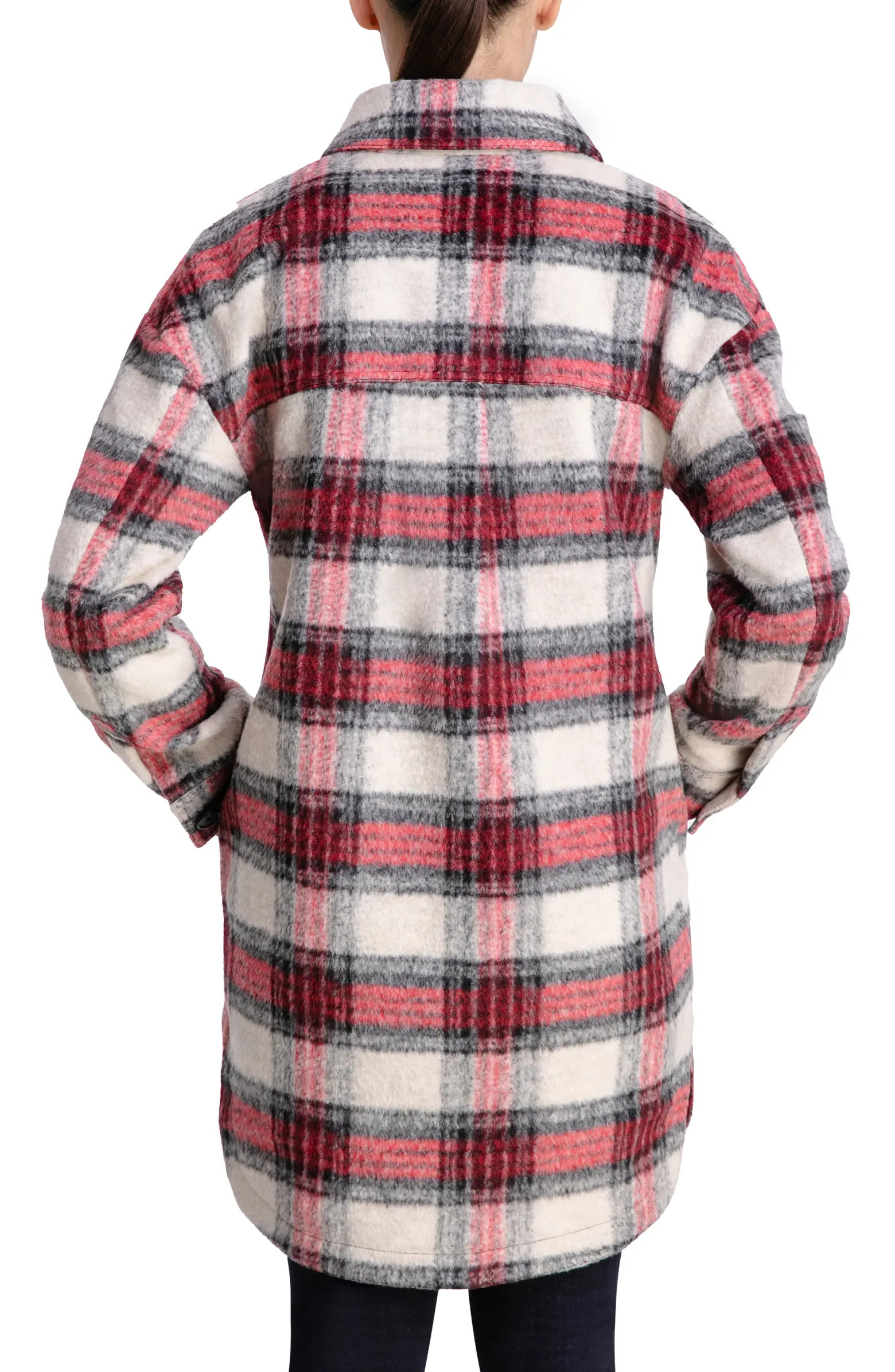 Plaid Felted Long Shacket | Nordstrom Rack