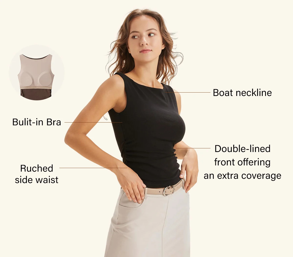 Boat Neck Bra Tank Top | OGLmove