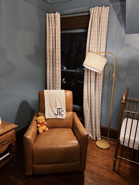 Baby boy nursery inspo, mostly from amazon! I love this $39 lamp, it’s adjustable and dimmable
Cognac rocker is so comfortable! And gorgeous! (Faux leather)
Plaid amazon curtains



#LTKbaby