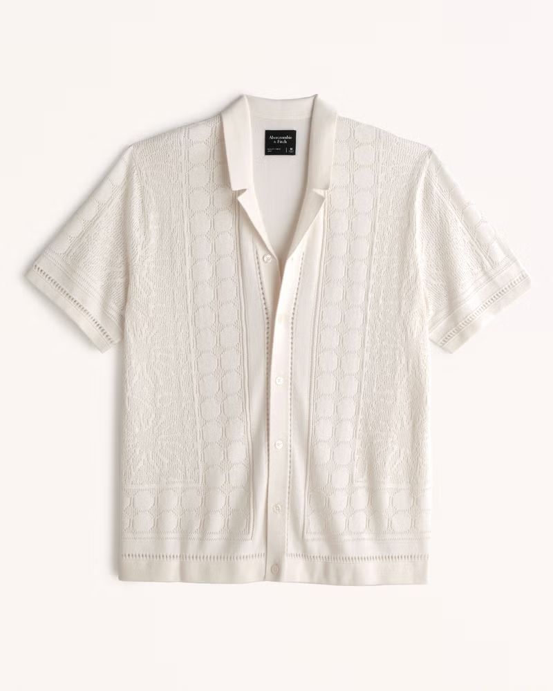 Textural Button-Through Sweater Polo | Abercrombie & Fitch (US)