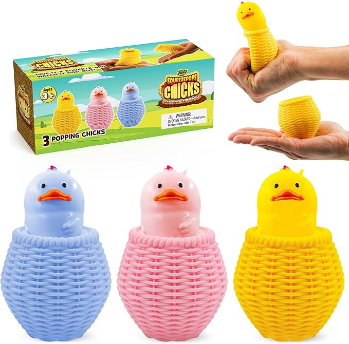 Yoya Toys Squeezepops Chick Squishy - Bird Squishy Fidget Toy, Popping Egg Chicken Plush - Pop Up... | Amazon (US)