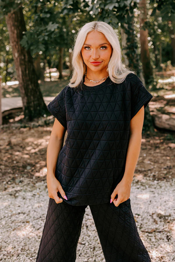 Creekside Cabin Shift Top In Black | Impressions Online Boutique