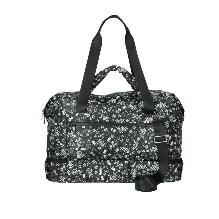 No Boundaries Women's Weekender Bag, Black Floral | Walmart (US)