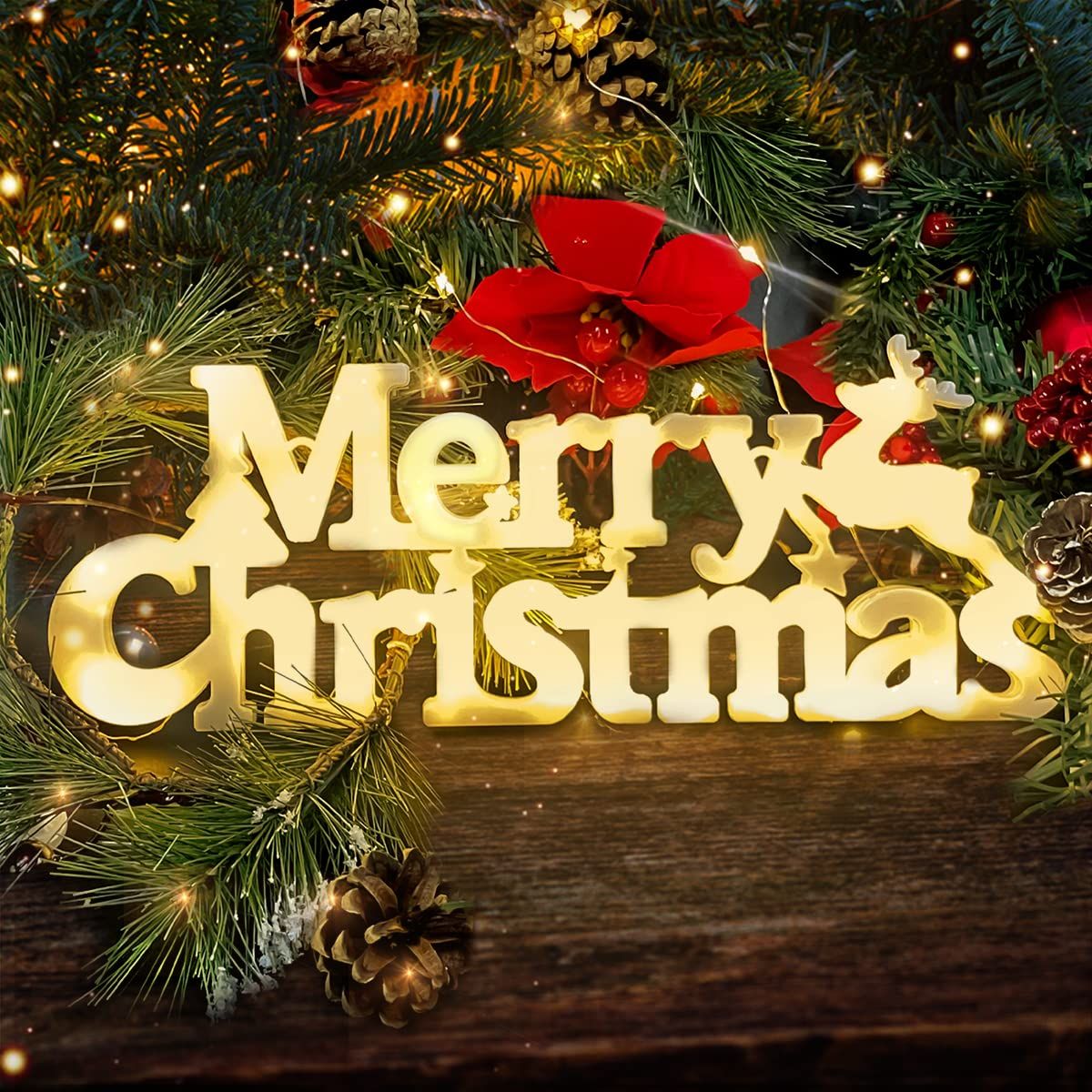 Tolobeve Merry Christmas Sign,11" Merry Christmas Lighted Sign for Christmas Decorations, Christmas  | Amazon (US)