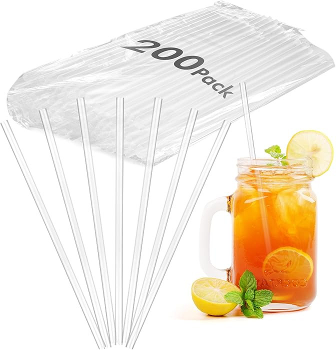 200 PCS Plastic Drinking Straws Disposable \u2013 Unwrapped Clear Straws, 7.75" x 0.24", BPA-Free... | Amazon (US)