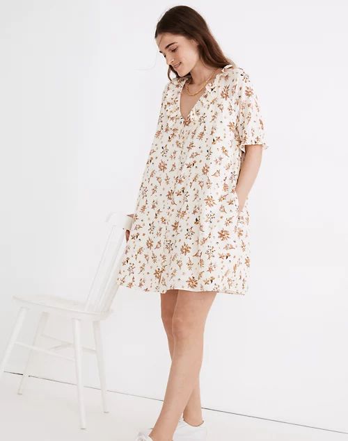 Ruffle Button-Front Trapeze Dress in Floral Reef | Madewell