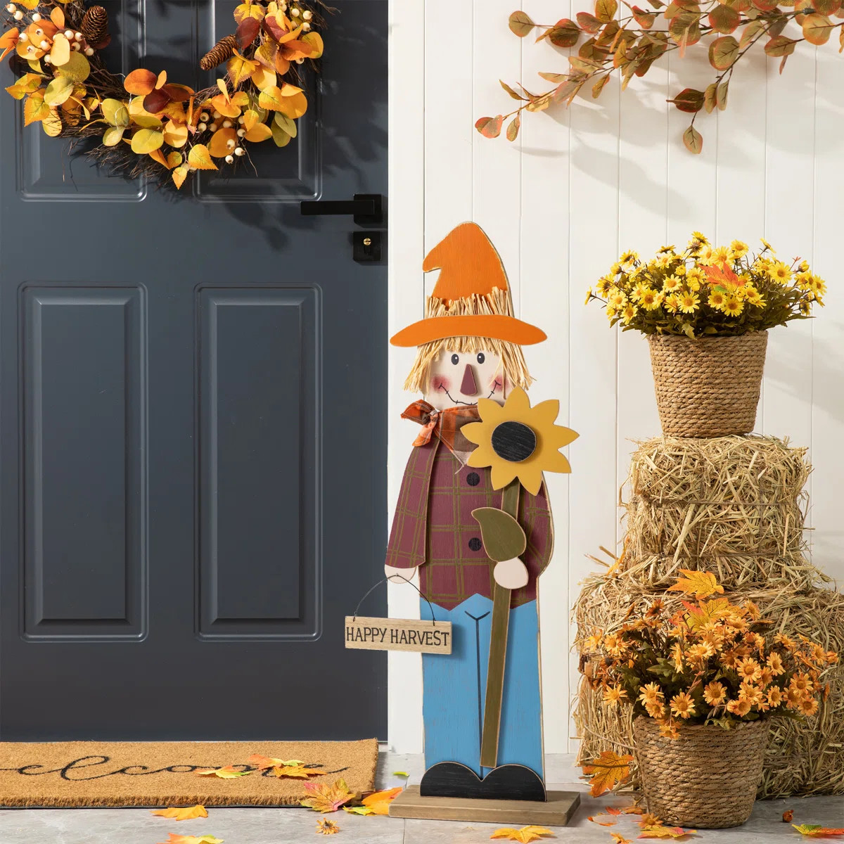 36"H Fall Solid Wood Scarecrow Porch Decor(KD) | Wayfair North America