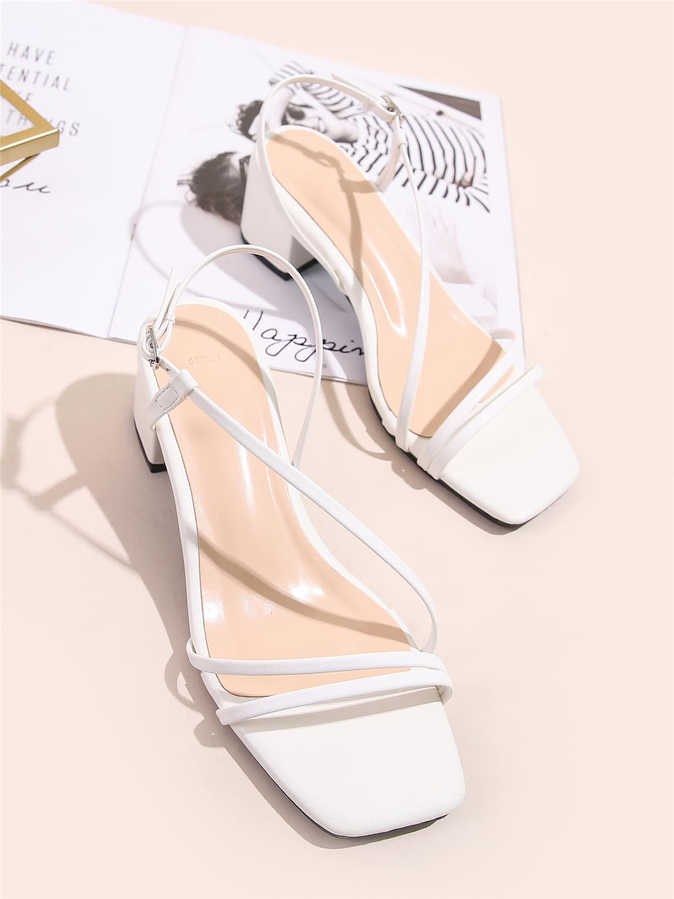Minimalist Chunky Heeled Slingback Sandals | SHEIN