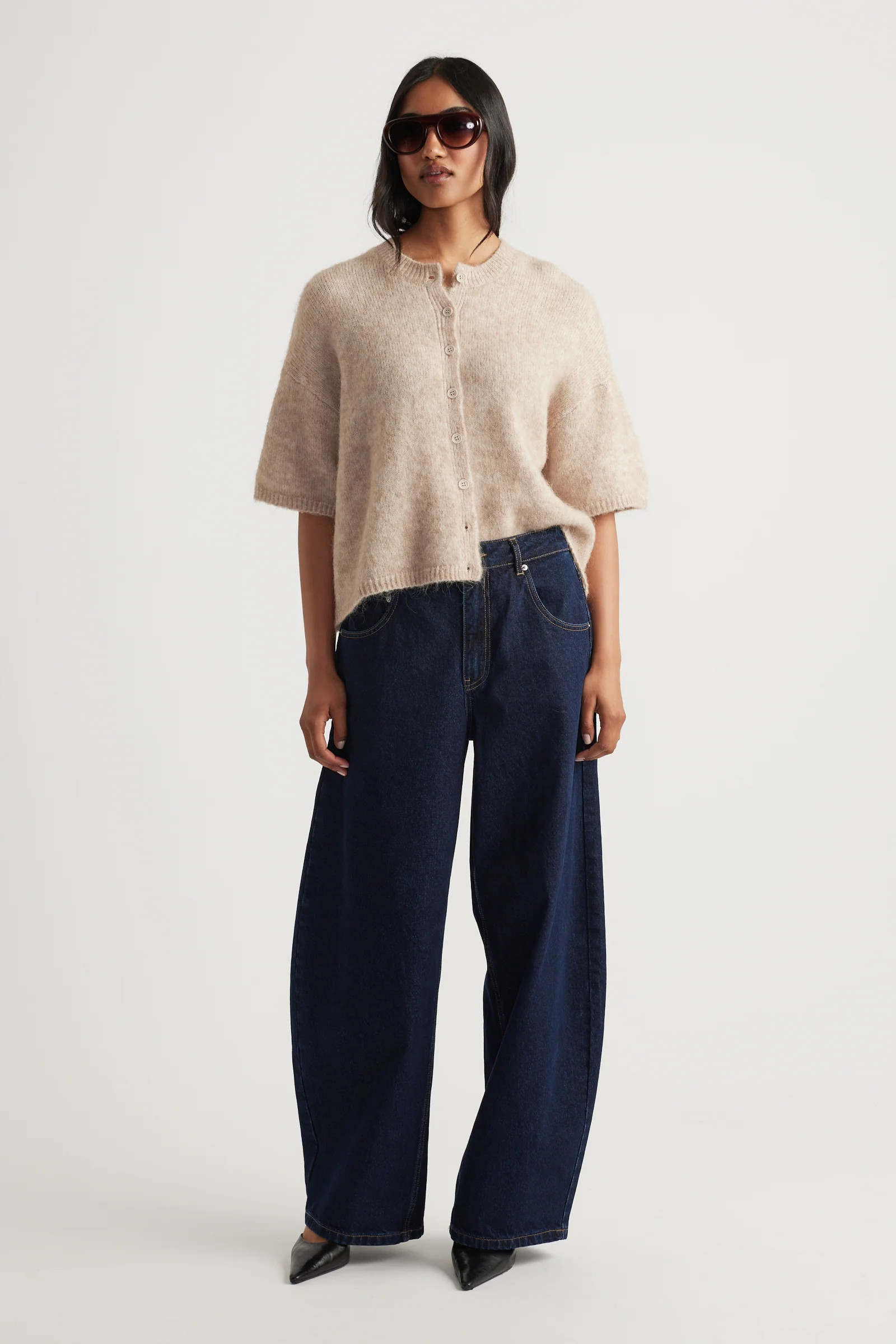 Lola Boxy Knit Cardigan - Shortbread | DECJUBA