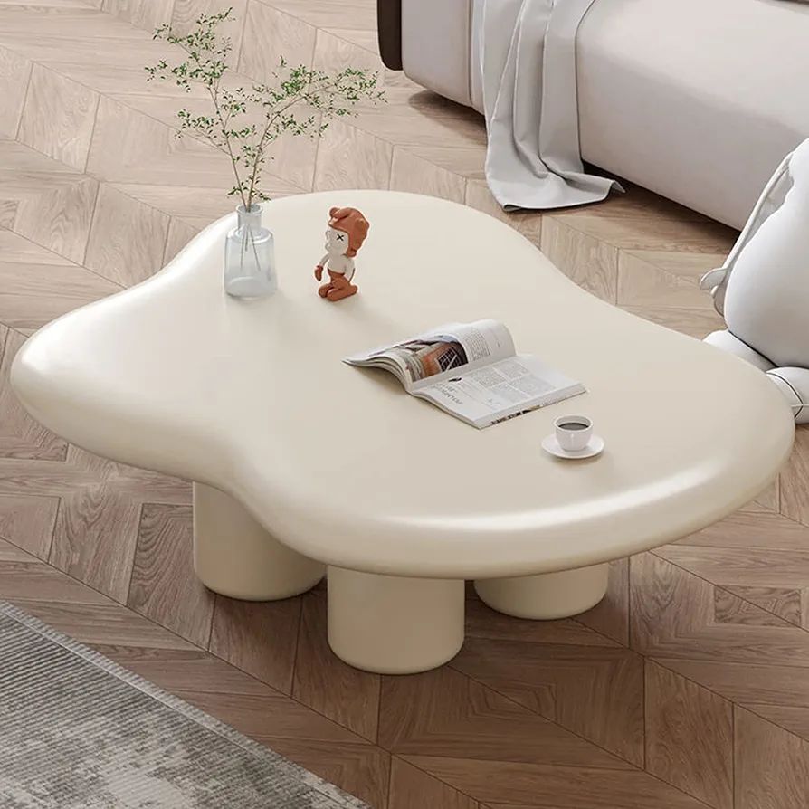 Cloud Coffee Table,Cartoon Irregular Indoor Tea Table with Legs,Cute Modern Solid Wood Round Corn... | Amazon (US)