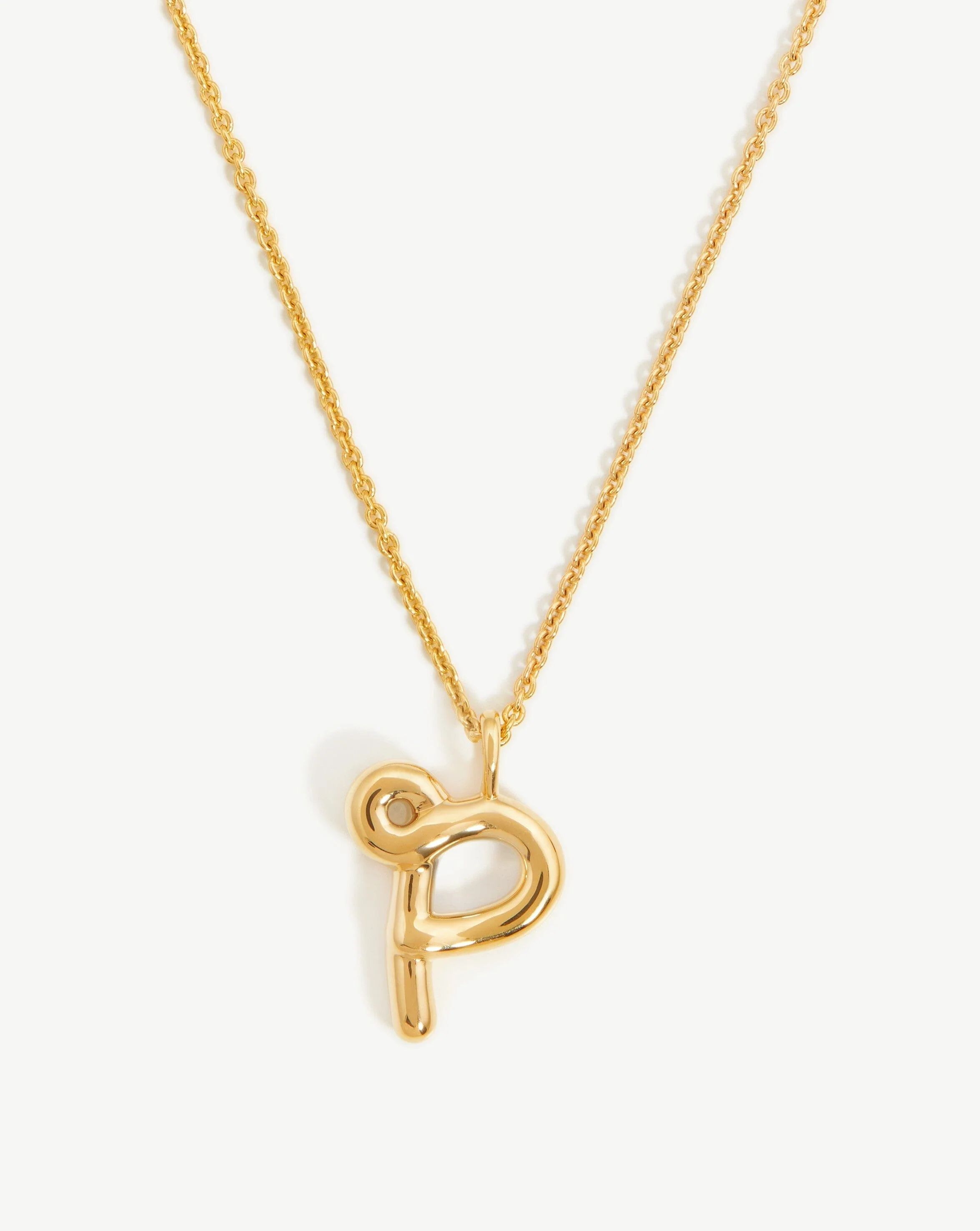 Curly Molten Initial Pendant Necklace - Initial P | 18ct Gold Plated V | Missoma
