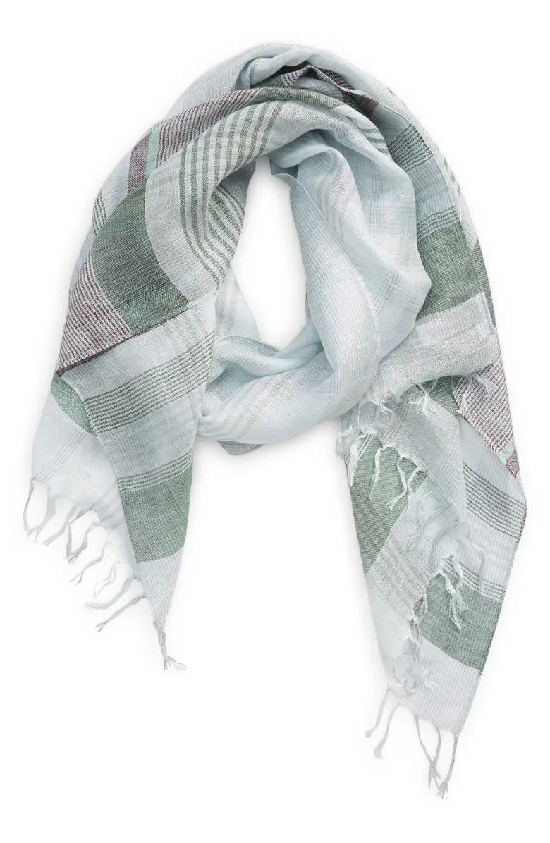 Plaid Linen Blend Scarf | Nordstrom