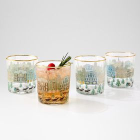 Holiday Village Glasses, Set of 4 | Mark and Graham