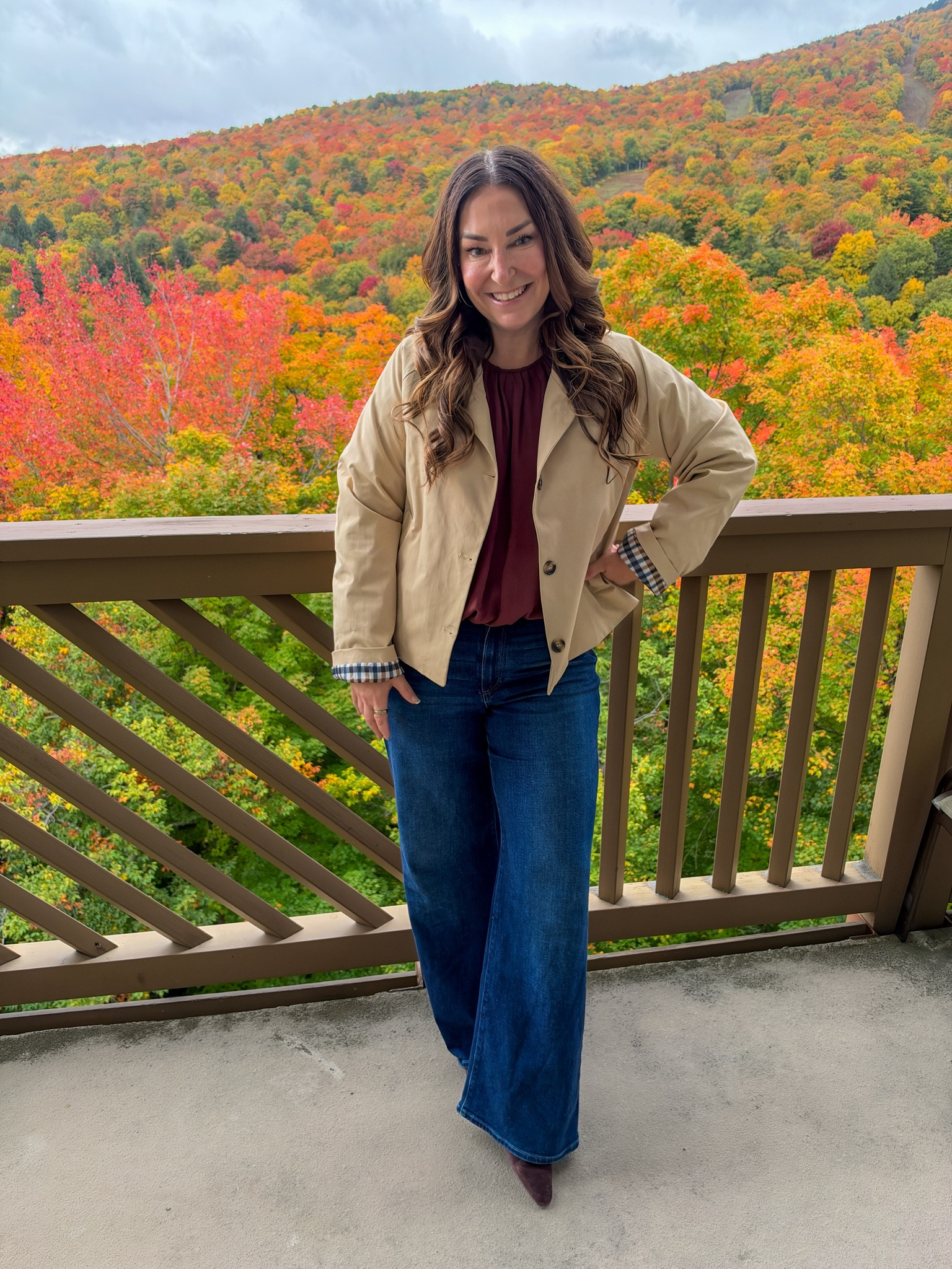 This coat from was the perfect layer for a crisp fall evening dinner out with the girls.  Thrown over my some dressed up denim it was perfect for a night out in Stowe, VT.

Sizing: Blouse tts, L | Jeans tts, 31 

   @anthropologie 

 #LTKSeasonal #LTKOver40 #LTKMidsize