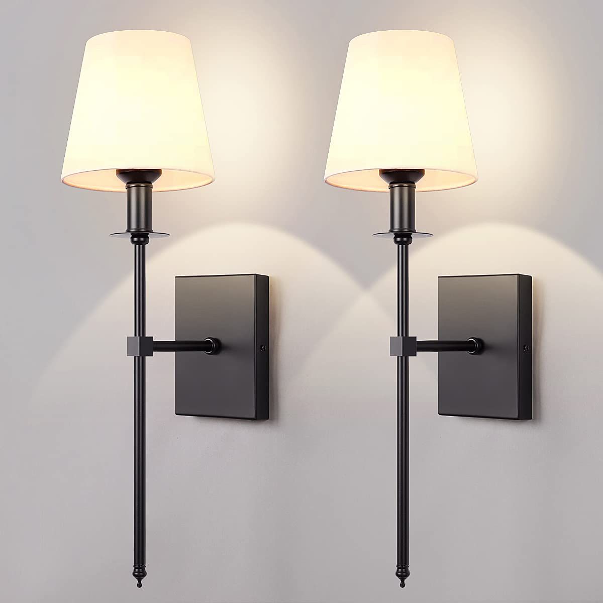 GZBEINI Black Wall Sconces Set of 2 Sconces Wall Lighting,1-Light Wall Lamp,Wall Light Fixtures w... | Amazon (US)