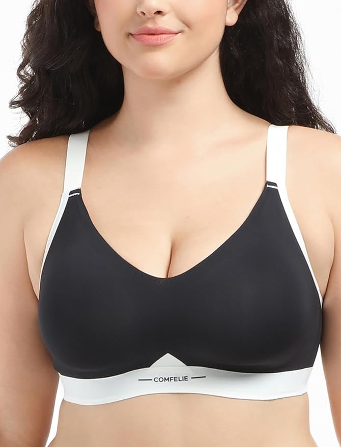 Seamless Wireless Bra for Busty Women No Underwire Lightly Lined Deep V T-Shirt Bralette with Und... | Amazon (US)