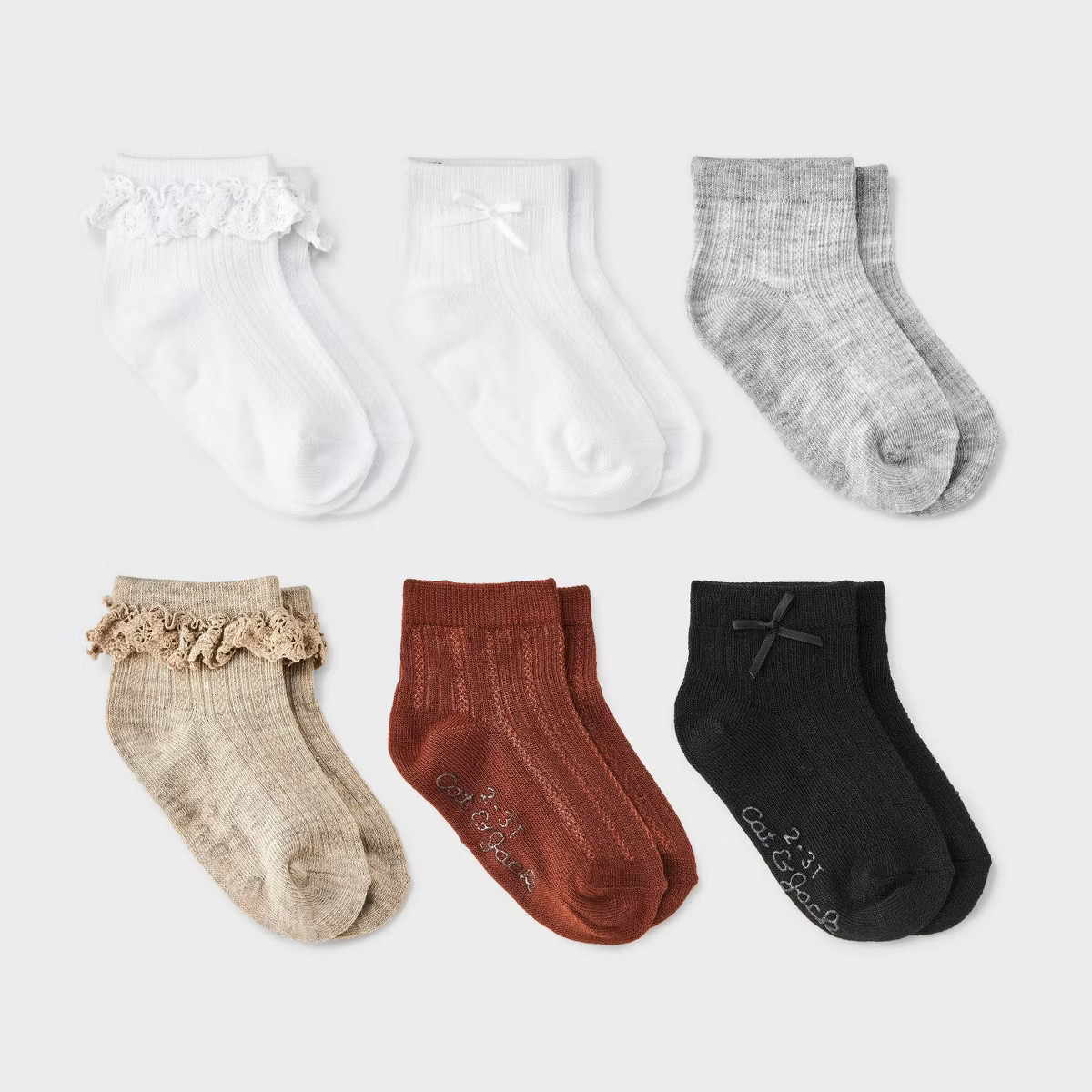 Toddler Girls' 6pk Ruffle Bow Ankle Socks - Cat & Jack™ | Target