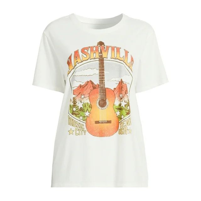 Time and Tru Women's Nashville Graphic Print T-Shirt, Sizes XS-XXXL - Walmart.com | Walmart (US)