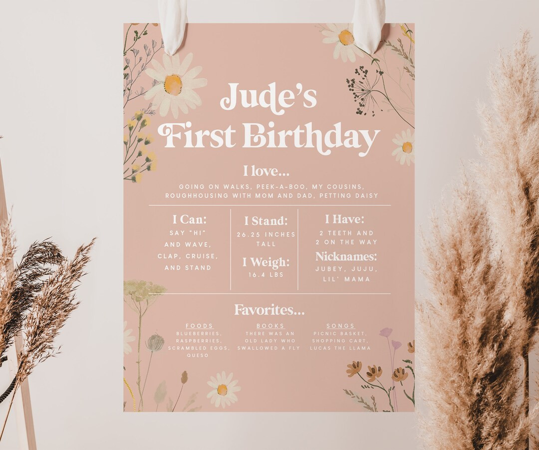 My First Year Sign, Milestone Sign, Poster, First Birthday, Birthday Party Decor, Girl, Daisy, Wi... | Etsy (US)