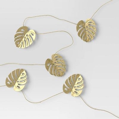 13ct Indoor/Outdoor LED Microdots with Metal Leaves Fairy String Lights Gold - Opalhouse&#8482; | Target