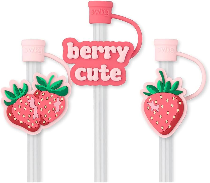 Swig Straw Toppers Set, 3 Reusable Straws with 3 Silicone Straw Covers, Cover Cap Customizable Le... | Amazon (US)