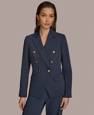 Donna Karan New York Women's Pinstripe Double-Breasted Blazer - Macy's | Macy's
