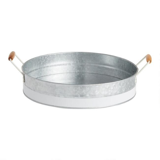 White and Galvanized Metal Serving Tray | World Market