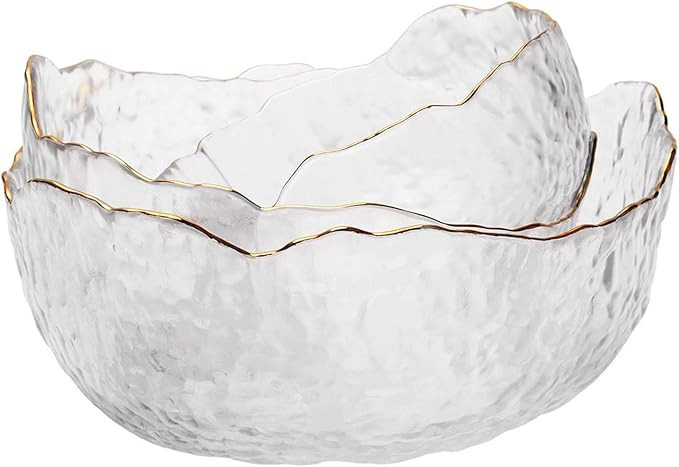 Salad Bowl 3pcs Glass Bowls Set for Kitchen Serving Containers for Fruit Dessert and Snacks | Amazon (US)
