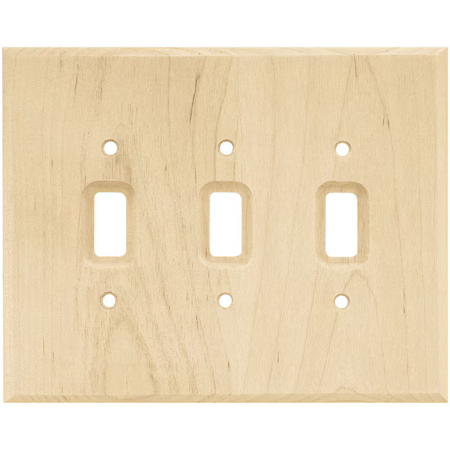 allen + roth Wood Square 3-Gang Standard Size Light Wood Indoor Toggle Wall Plate | Lowe's