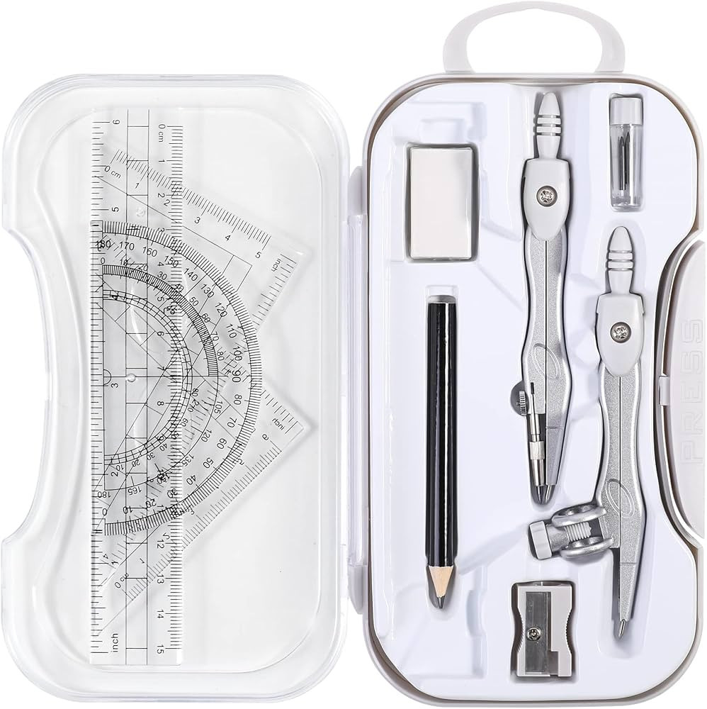 Unjoo Math Geometry Sets 10 Piece Student Supplies with Shatterproof Storage Box,Includes Rulers,... | Amazon (US)