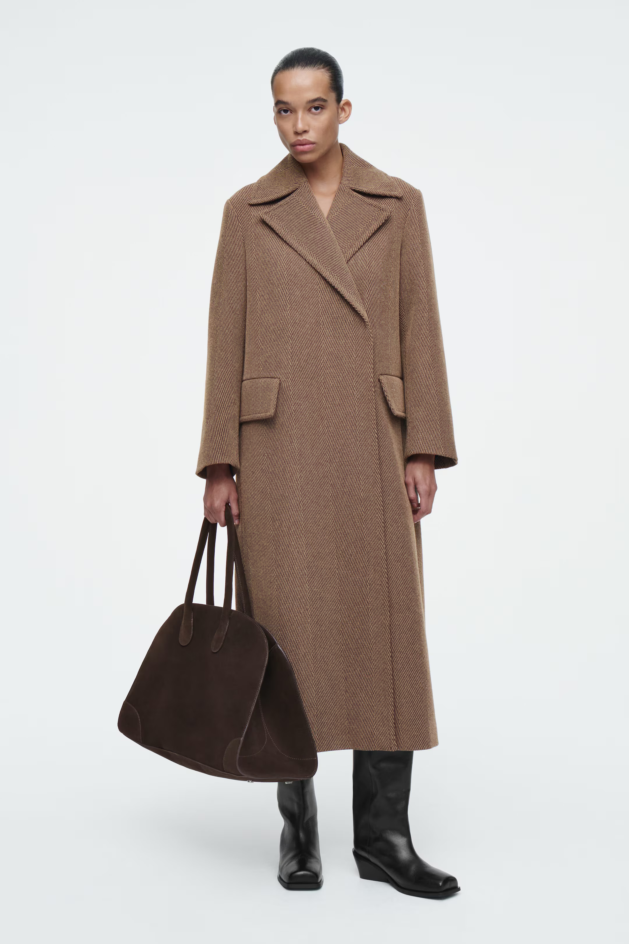 STUDIO BOWLING BAG - LEATHER - DARK-BROWN SUEDE | COS (EU)