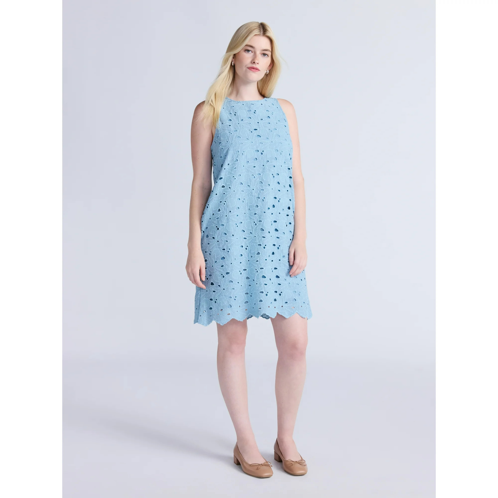 Time and Tru Women's Eyelet Embroidered Mini Dress, Sizes XS-XXXL | Walmart (US)