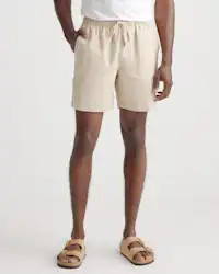 100% European Linen Drawstring Beach Short in Driftwood | Quince
