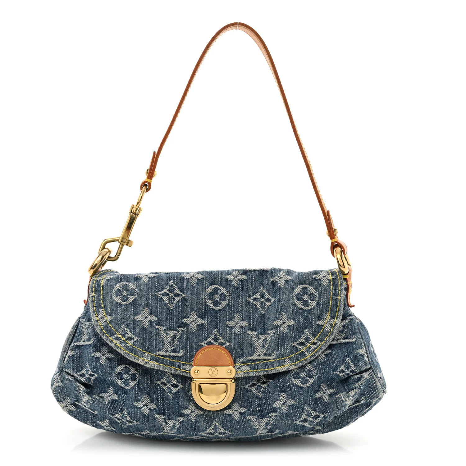 Monogram Denim Mini Pleaty Blue | FASHIONPHILE (US)