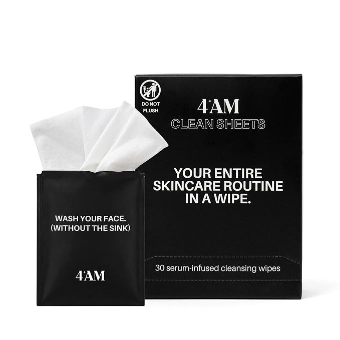 4AM Clean Sheets Hydrating Micellar Skincare Wipes for Face, No Rinse, 30ct | Amazon (US)