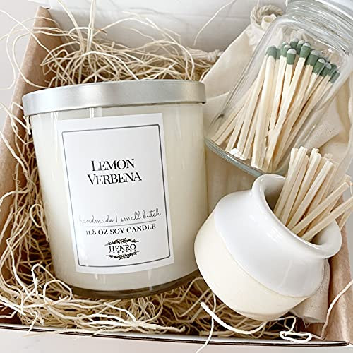 Candle & Match Striker Gift Set - Handmade, Small batch natural soy tumbler jar candle - 11.8 oz | Amazon (US)