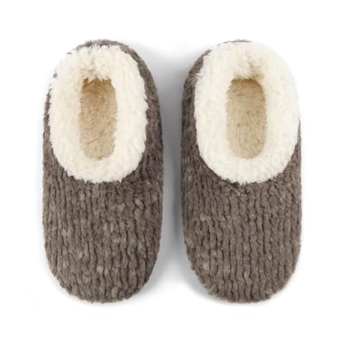 Snoozies Women's Slippers Teddy Bear Faux Fur, Sherpa-Lined Fuzzy Slippers Indoor with Memory Foam (Dark Grey, Small) | Amazon (US)