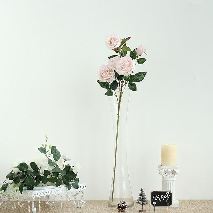 Efavormart Pack of 2 | 33" Silk Long Stem Roses, Faux Flowers Rose Bouquet - Rose Gold | Amazon (US)