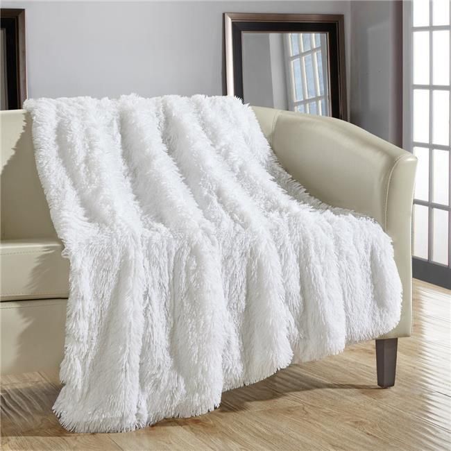 Anchorage Shaggy Faux Fur Supersoft Ultra Plush Decorative Throw Blanket, 50 x 60 in. - White | Walmart (US)