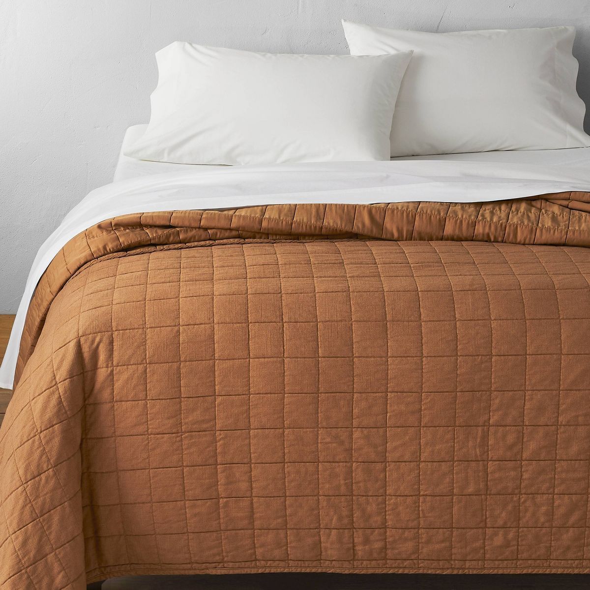 Full/Queen Heavyweight Linen Blend Quilt Warm Brown - Casaluna™ | Target